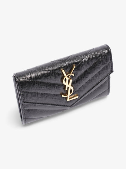 Saint Laurent Mini Envelope Wallet Black Grained Leather