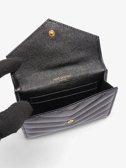 Saint Laurent Mini Envelope Wallet Black Grained Leather