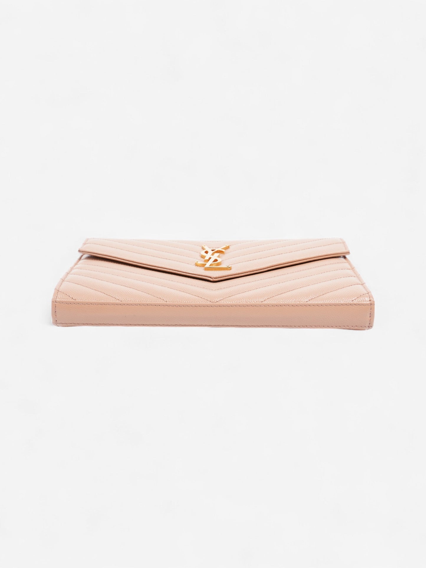 Saint Laurent Cassandre Envelope Chain Wallet Beige Matelasse Leather