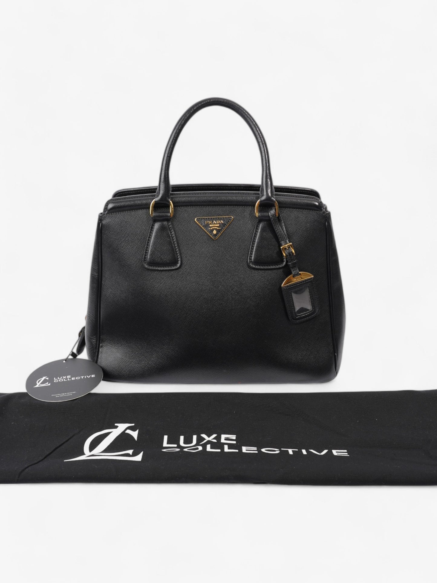 Prada Parabole Shopping Tote Black Saffiano Leather