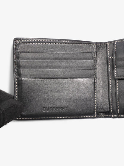 Burberry International Bifold Wallet Black / Navy Blue Canvas