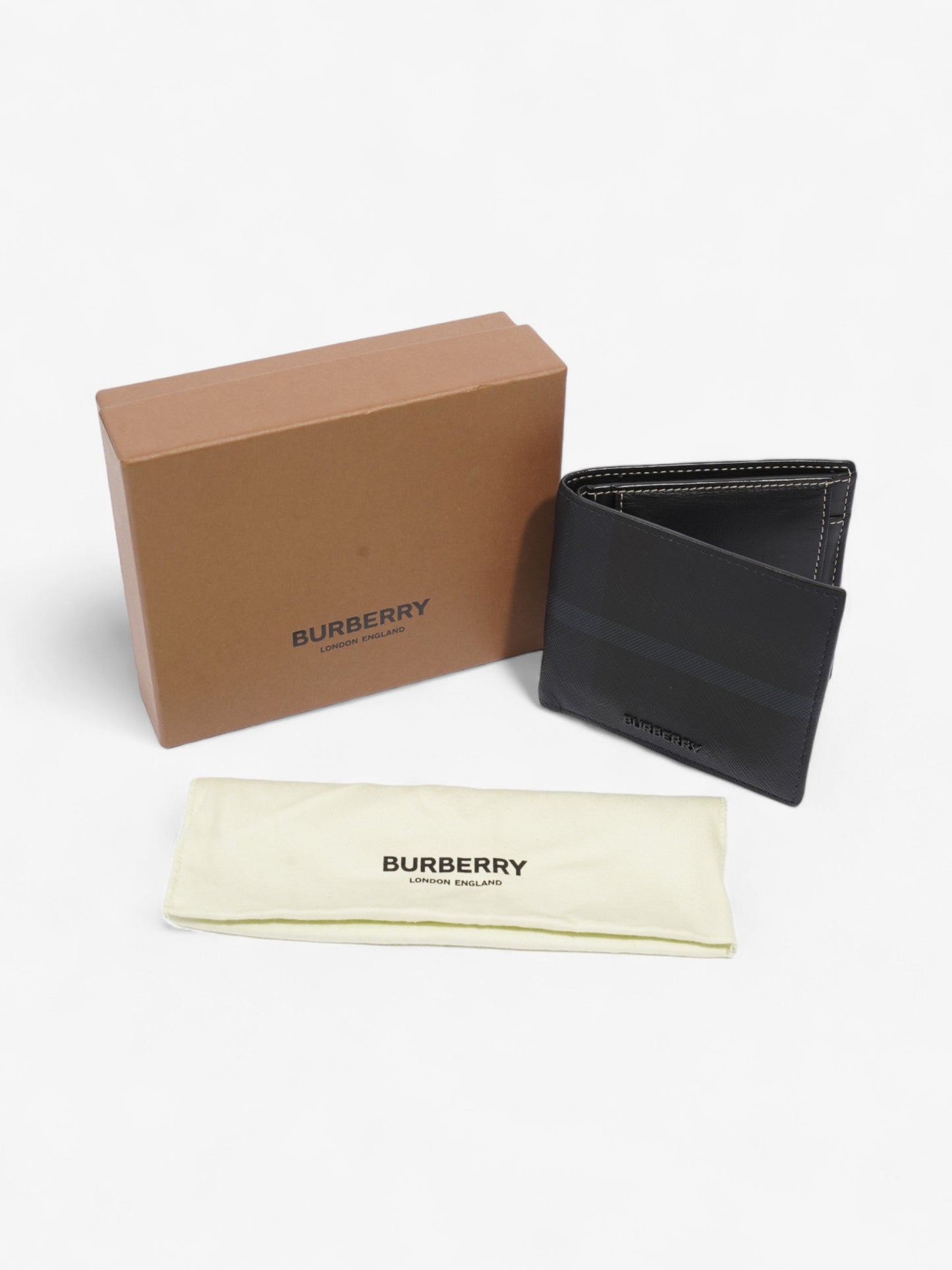 Burberry International Bifold Wallet Black / Navy Blue Canvas