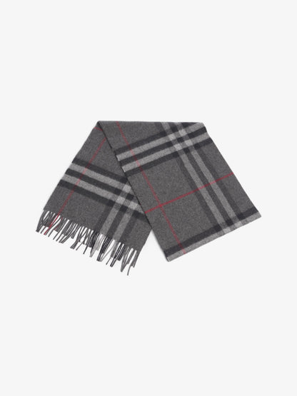 Burberry Giant Check Scarf Charcoal Cashmere