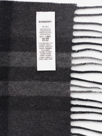 Burberry Giant Check Scarf Charcoal Cashmere