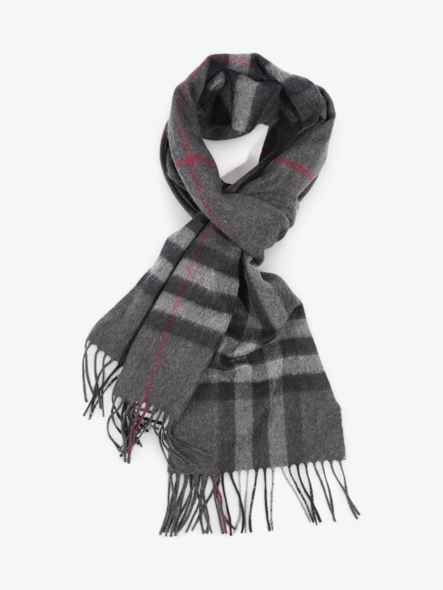 Burberry Giant Check Scarf Charcoal Cashmere