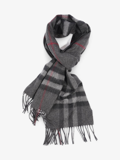 Burberry Giant Check Scarf Charcoal Cashmere