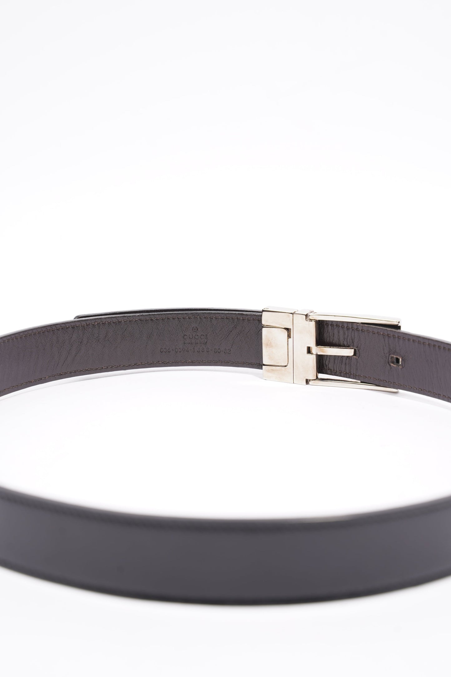 Gucci Square Buckle Belt Black Leather 80cm 32"
