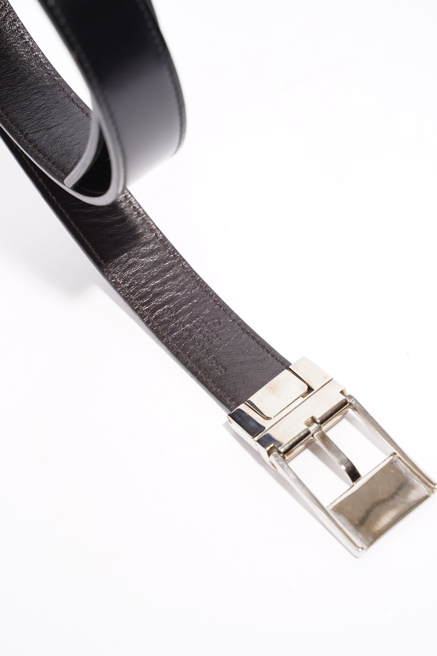 Gucci Square Buckle Belt Black Leather 80cm 32"