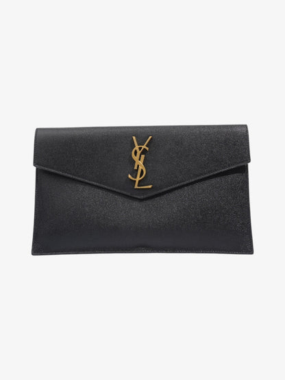 Saint Laurent Uptown Clutch Black Grained Leather