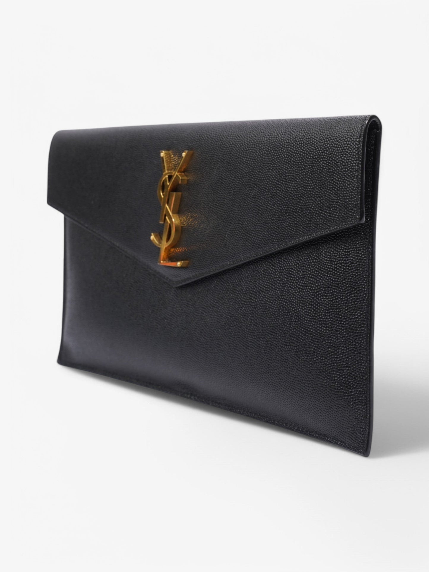 Saint Laurent Uptown Clutch Black Grained Leather