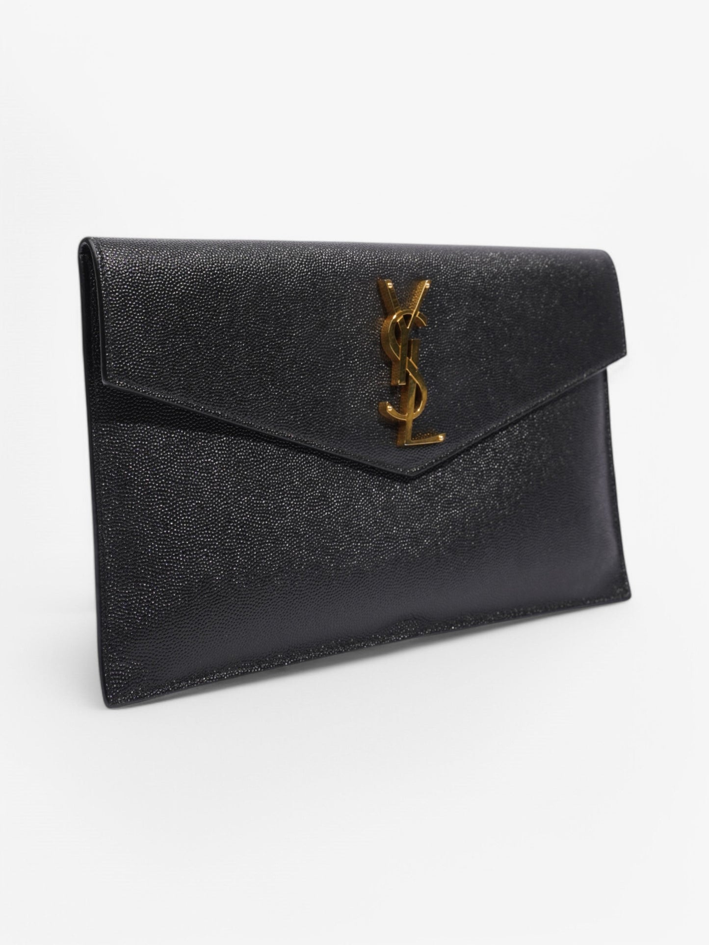 Saint Laurent Uptown Clutch Black Grained Leather