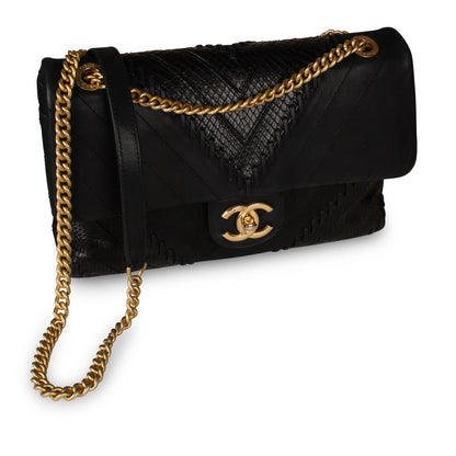 Chanel Mixed Leather and Python Flap Bag