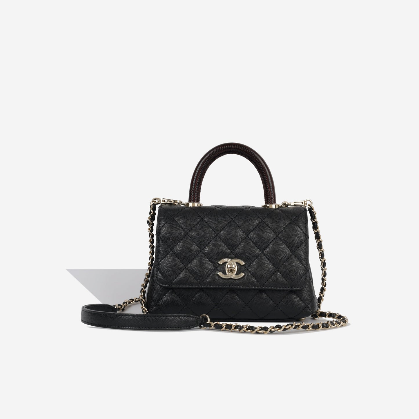 Chanel Mini Coco Handle - Black Caviar - Lizard Handle