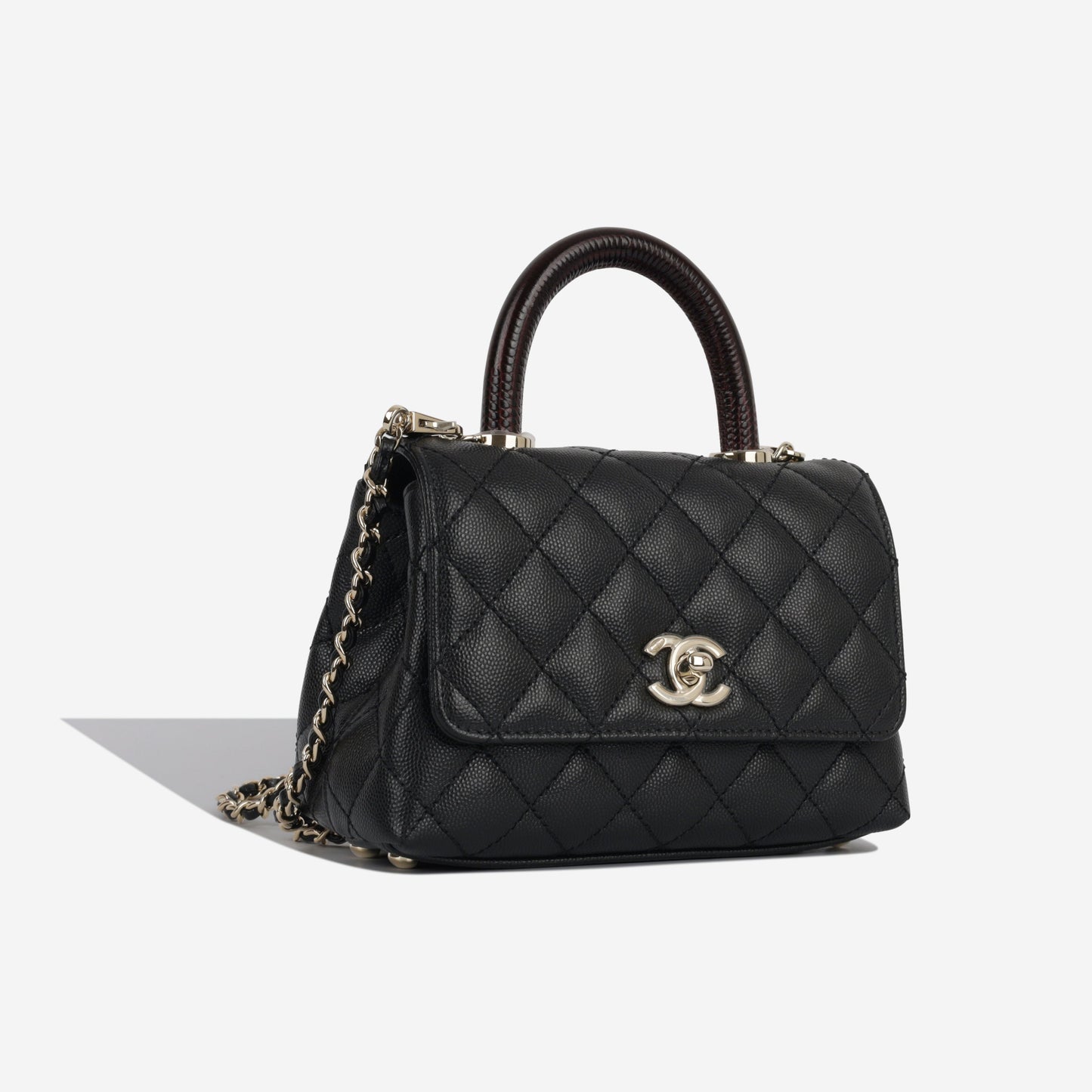 Chanel Mini Coco Handle - Black Caviar - Lizard Handle