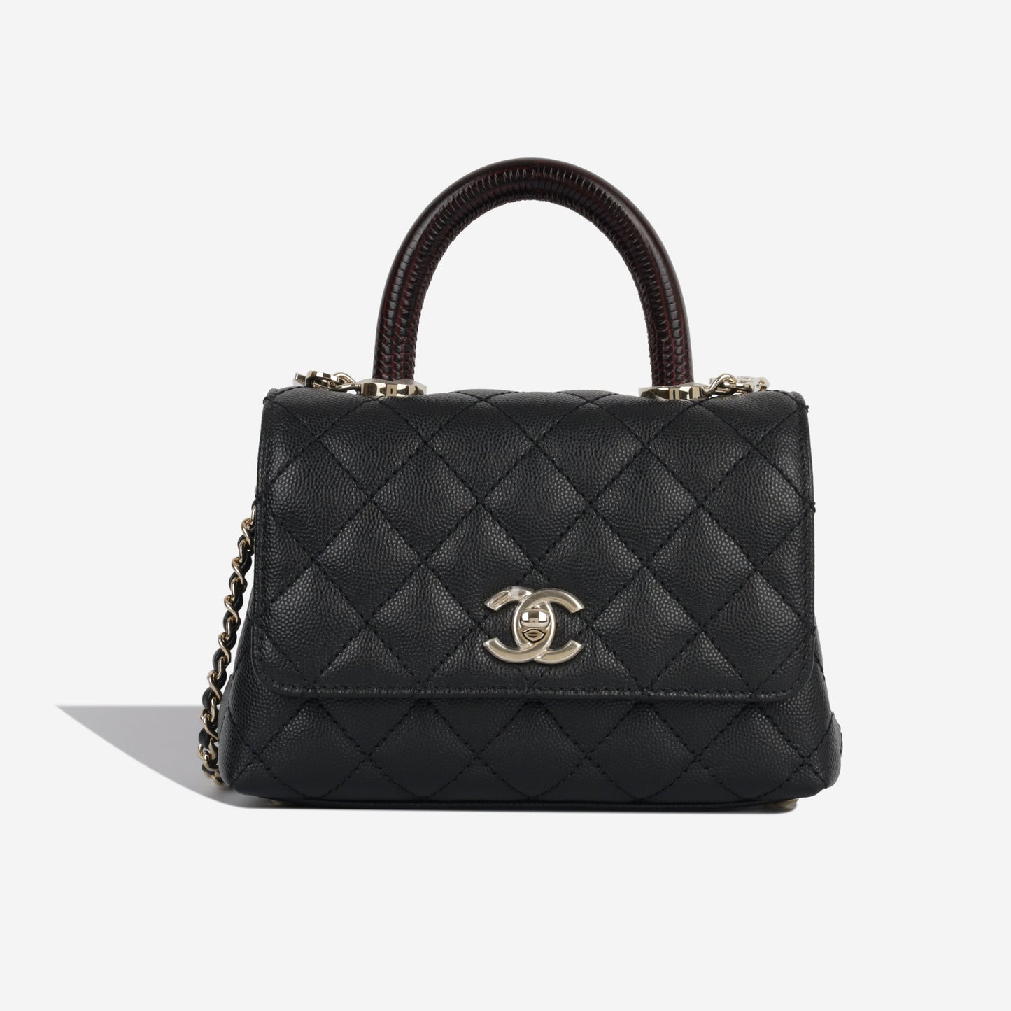 Chanel Mini Coco Handle - Black Caviar - Lizard Handle