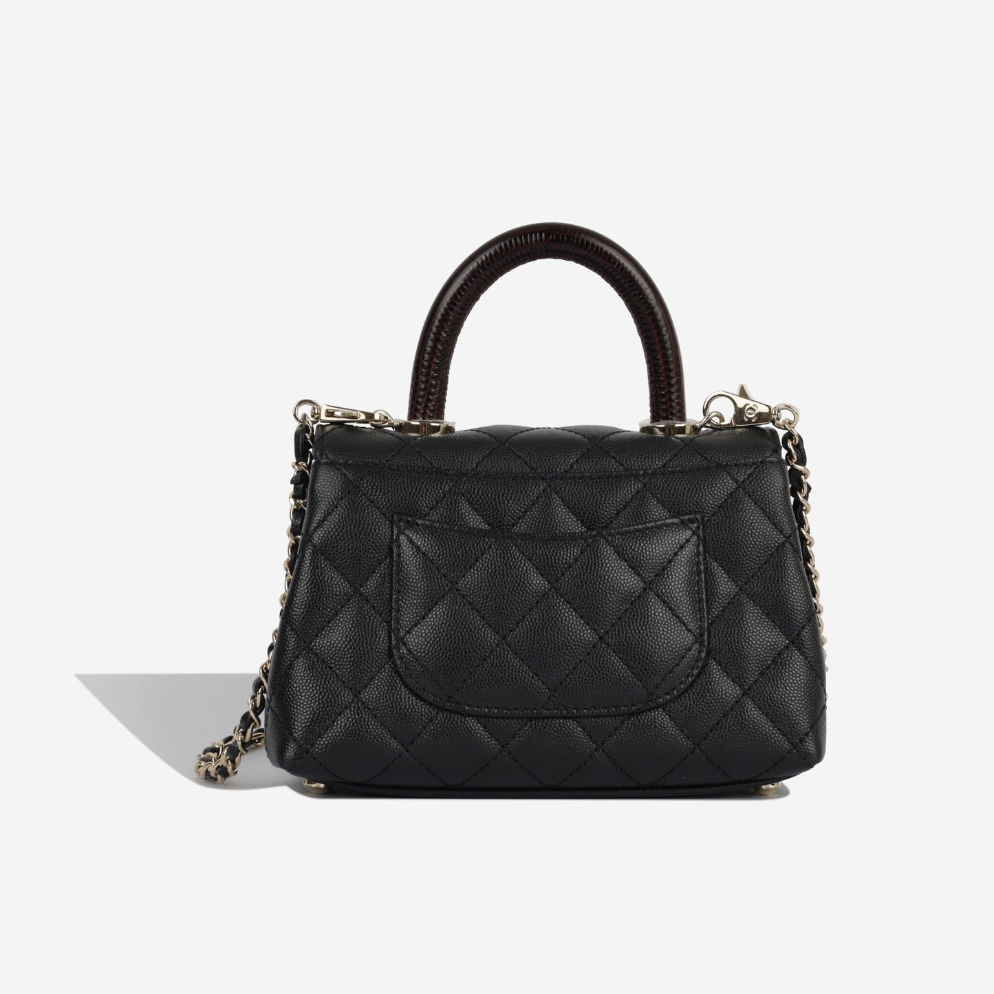 Chanel Mini Coco Handle - Black Caviar - Lizard Handle