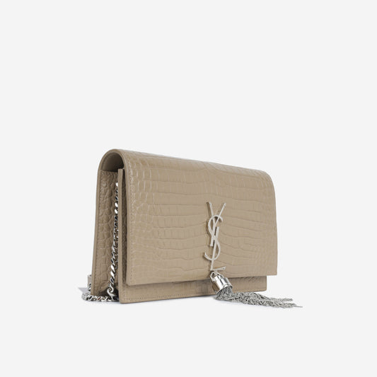 Saint Laurent Kate Tassel WOC -  Croc Embossed