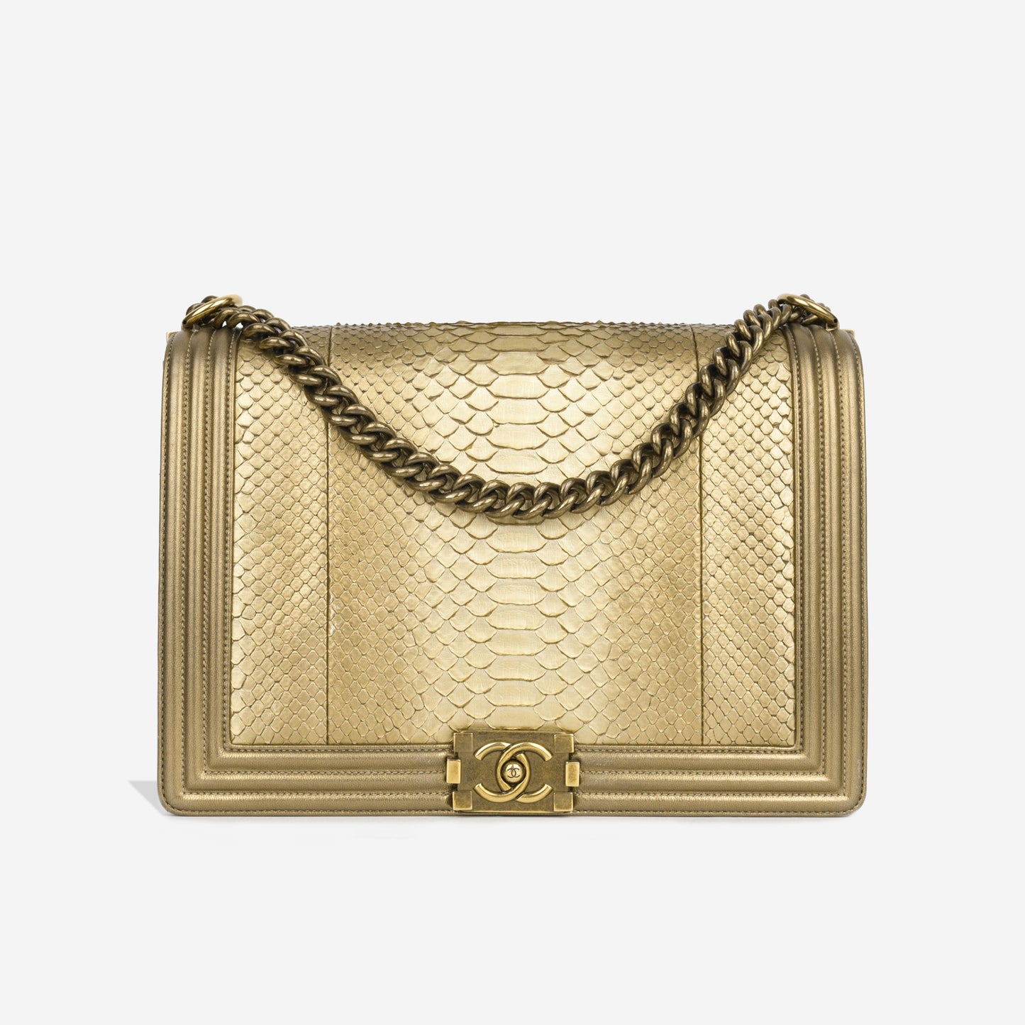 Chanel Large Boy Bag - Gold Python