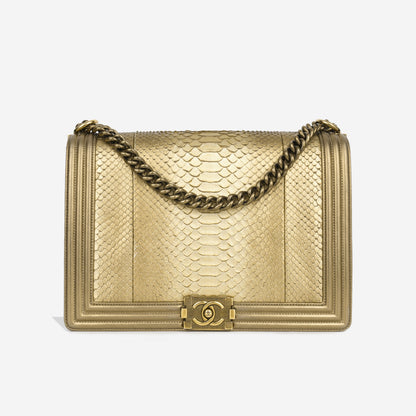 Chanel Large Boy Bag - Gold Python