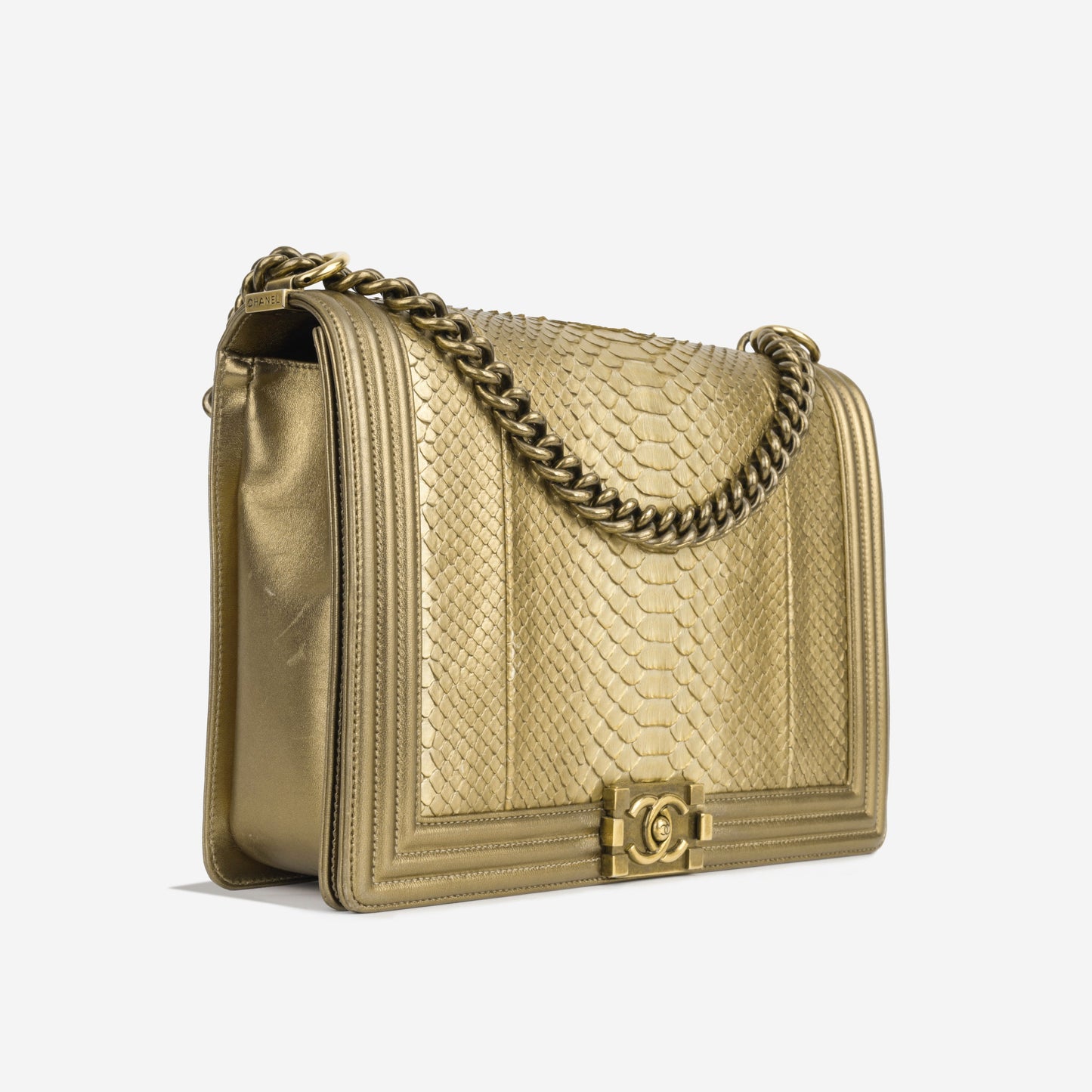 Chanel Large Boy Bag - Gold Python