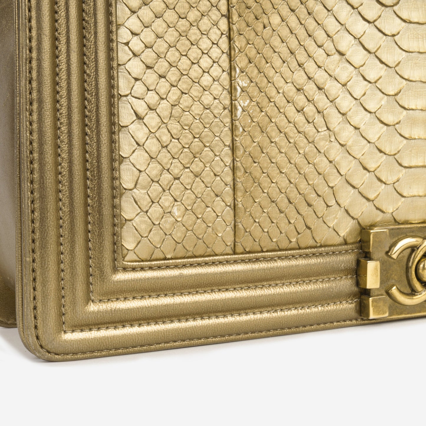 Chanel Large Boy Bag - Gold Python