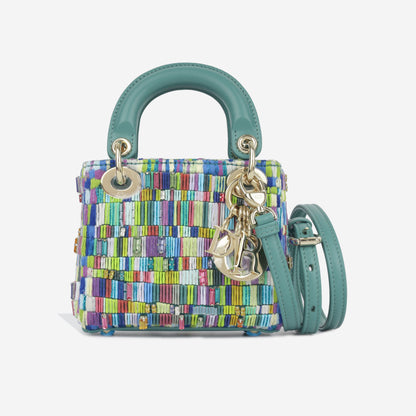 Christian Dior Micro Lady Dior - Minjung Kim Beaded Teal