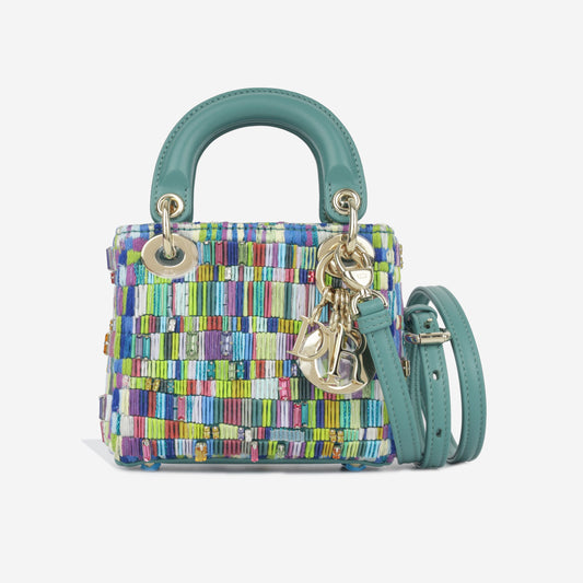 Christian Dior Micro Lady Dior - Minjung Kim Beaded Teal