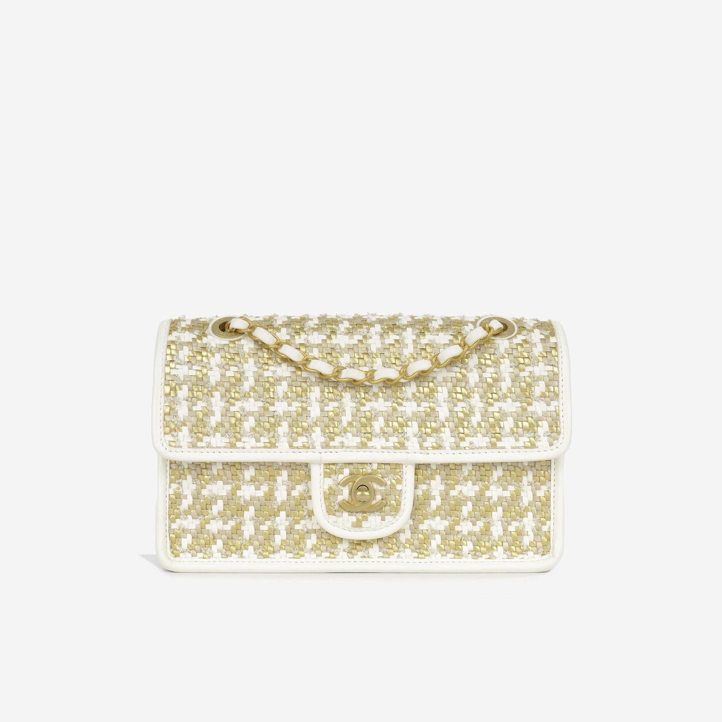 Chanel Cruise Woven Flap - Metallic Gold/White