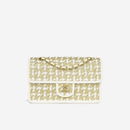 Chanel Cruise Woven Flap - Metallic Gold/White
