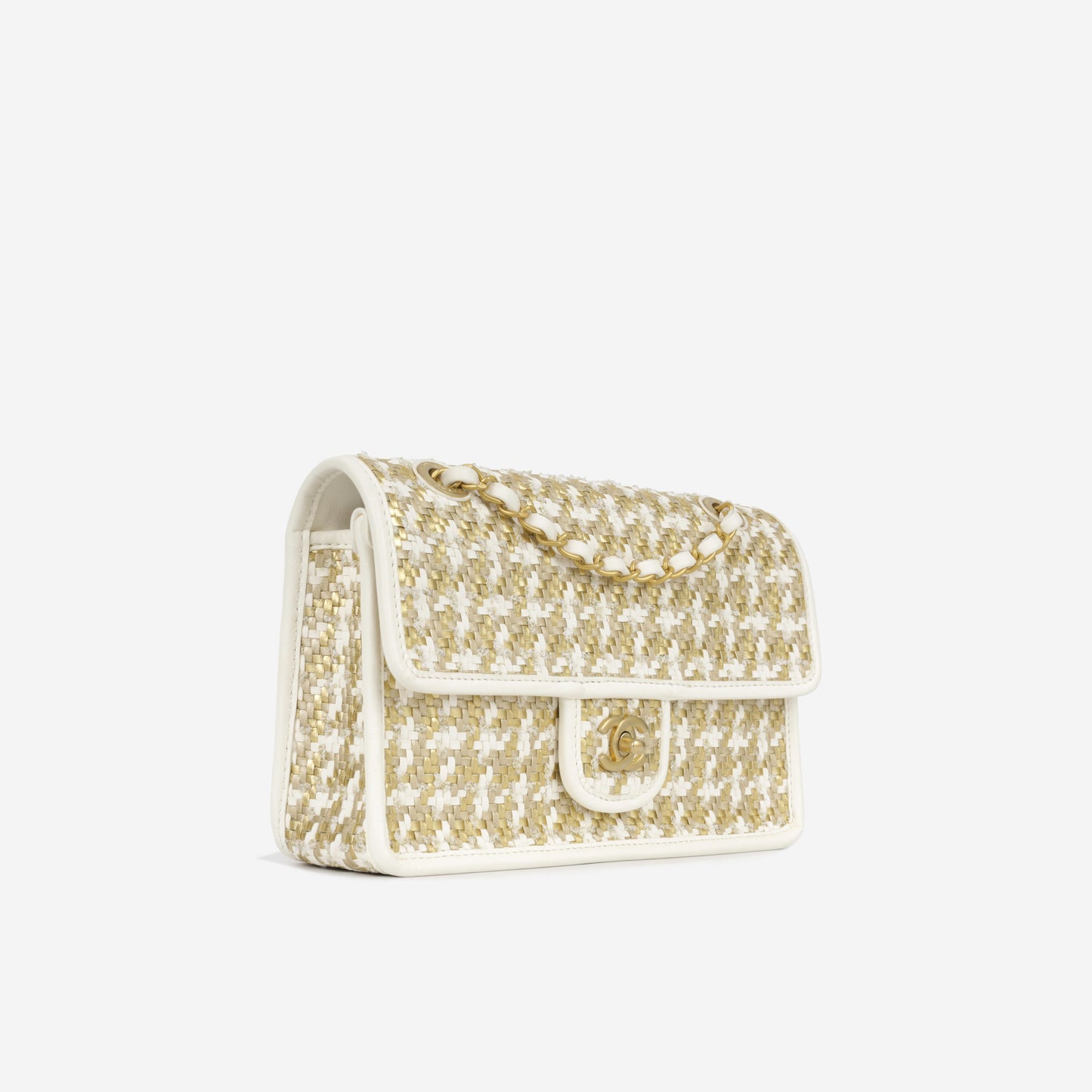 Chanel Cruise Woven Flap - Metallic Gold/White