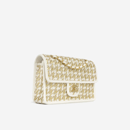 Chanel Cruise Woven Flap - Metallic Gold/White
