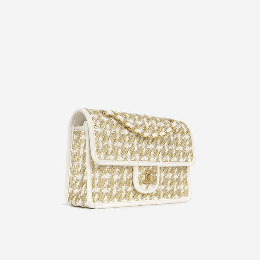 Chanel Cruise Woven Flap - Metallic Gold/White