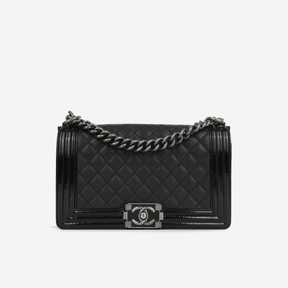 Chanel Boy Bag - Old Medium Black Lambskin