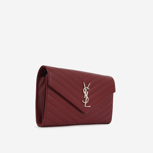 Saint Laurent Cassandre Chain Wallet - Burgundy