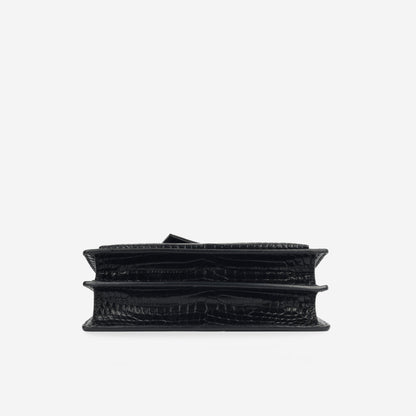 Saint Laurent Medium Sunset - Black Croc Embossed