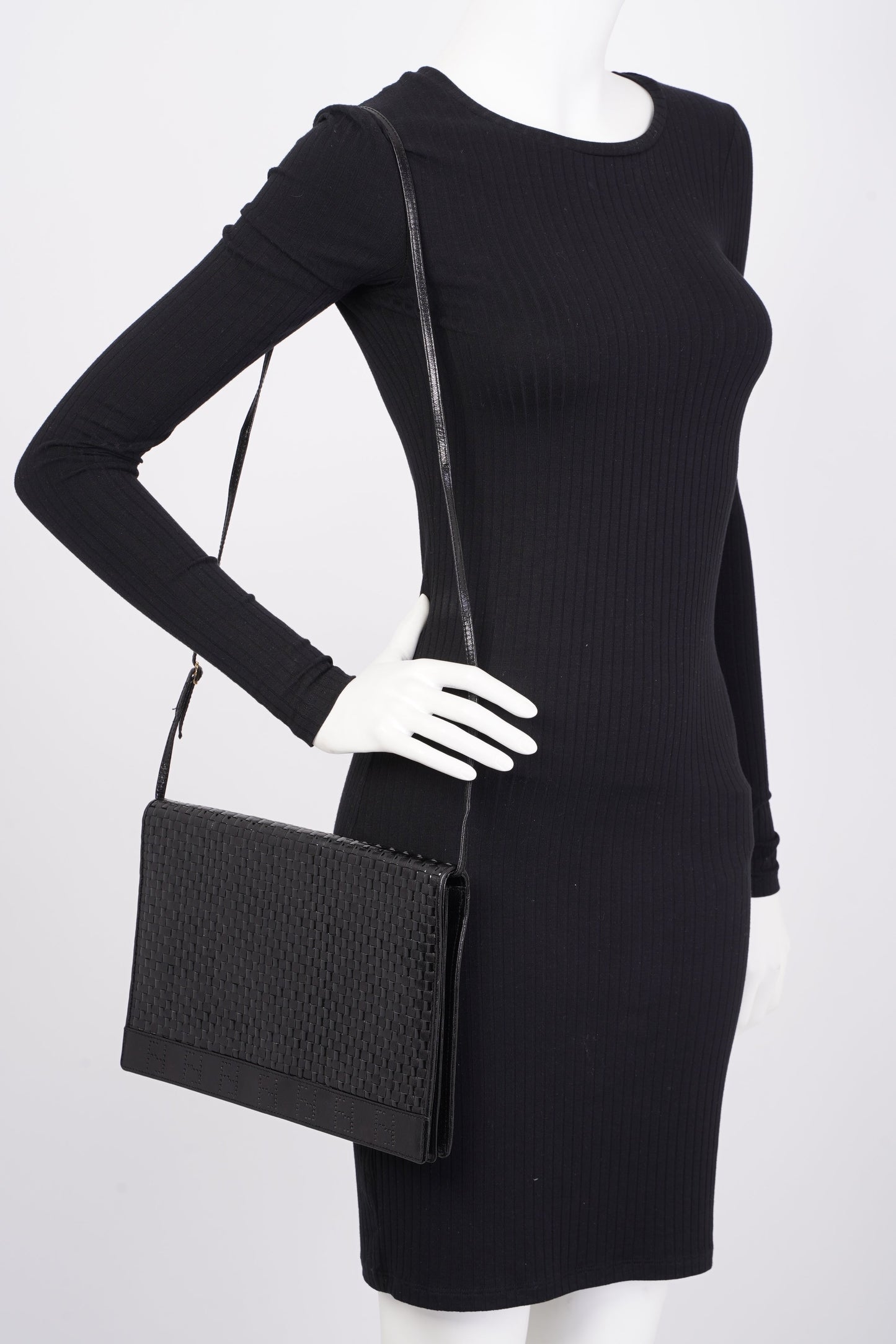 Fendi Clutch With Strap Black Leather