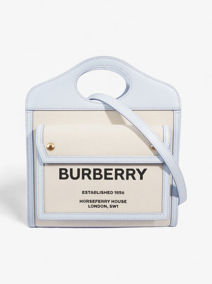 Burberry Pocket Bag Light Blue / Cream Canvas Mini