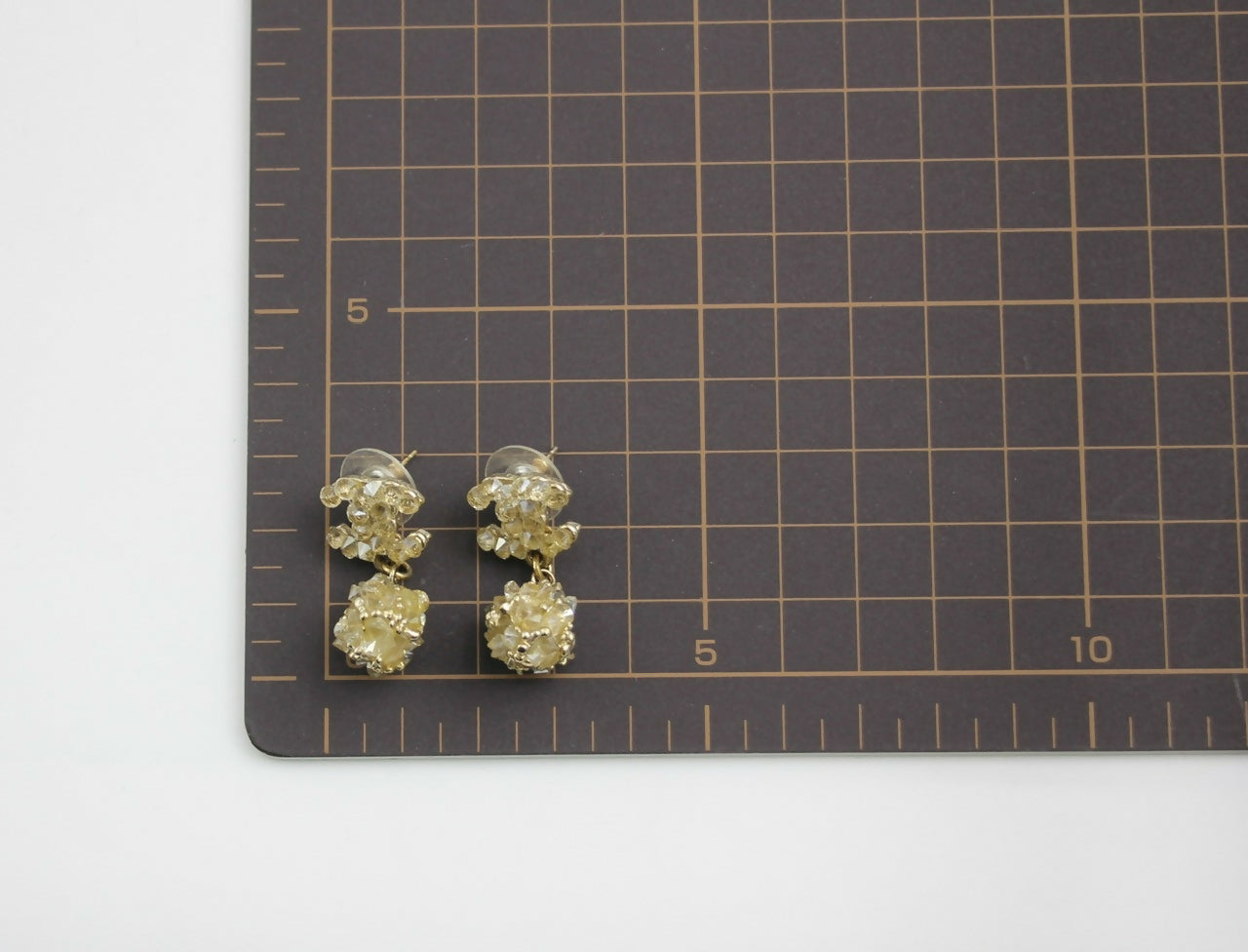 Chanel A12A Metal Engraving Vintage Concave Stud Earrings