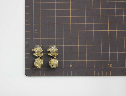 Chanel A12A Metal Engraving Vintage Concave Stud Earrings
