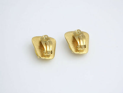 Chanel Vintage 97A Gripoix Yellow Square Candy Clip-on Earrings