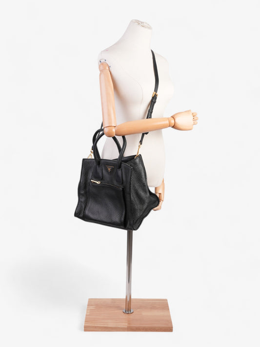 Prada Twin Pocket Two Way Bag Black Leather