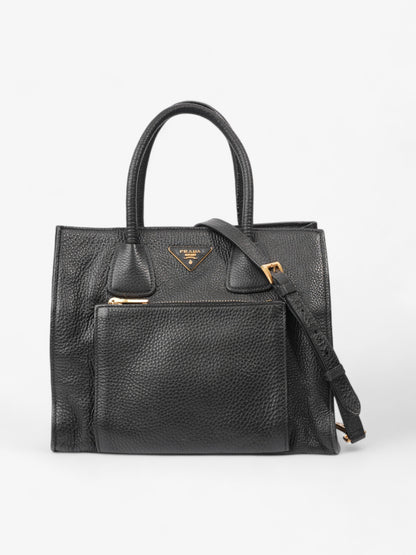 Prada Twin Pocket Two Way Bag Black Leather