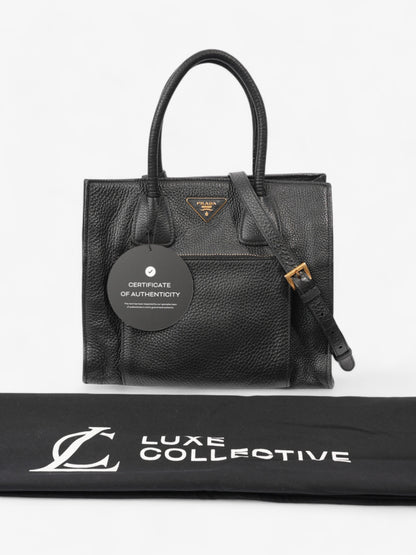 Prada Twin Pocket Two Way Bag Black Leather