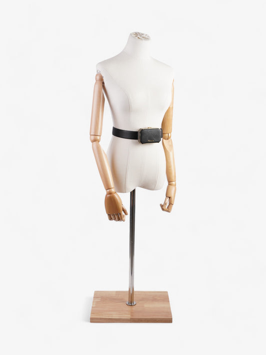 Prada Octagon Logo Belt with Bag Black / Gold Saffiano Leather 80cm / 32"
