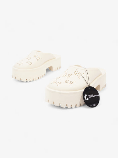 Gucci Perforated GG Platform Sandals Cream Rubber EU 37 UK 4