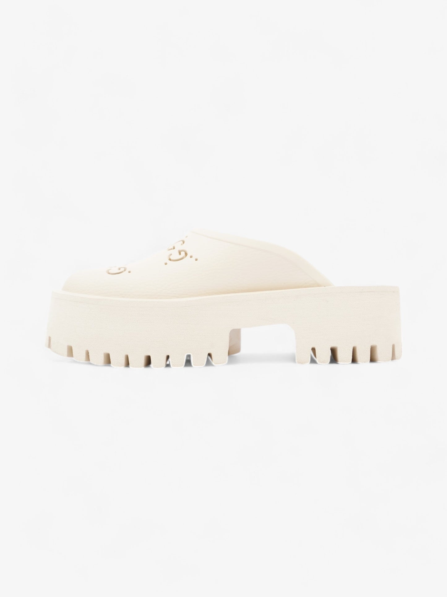 Gucci Perforated GG Platform Sandals Cream Rubber EU 37 UK 4