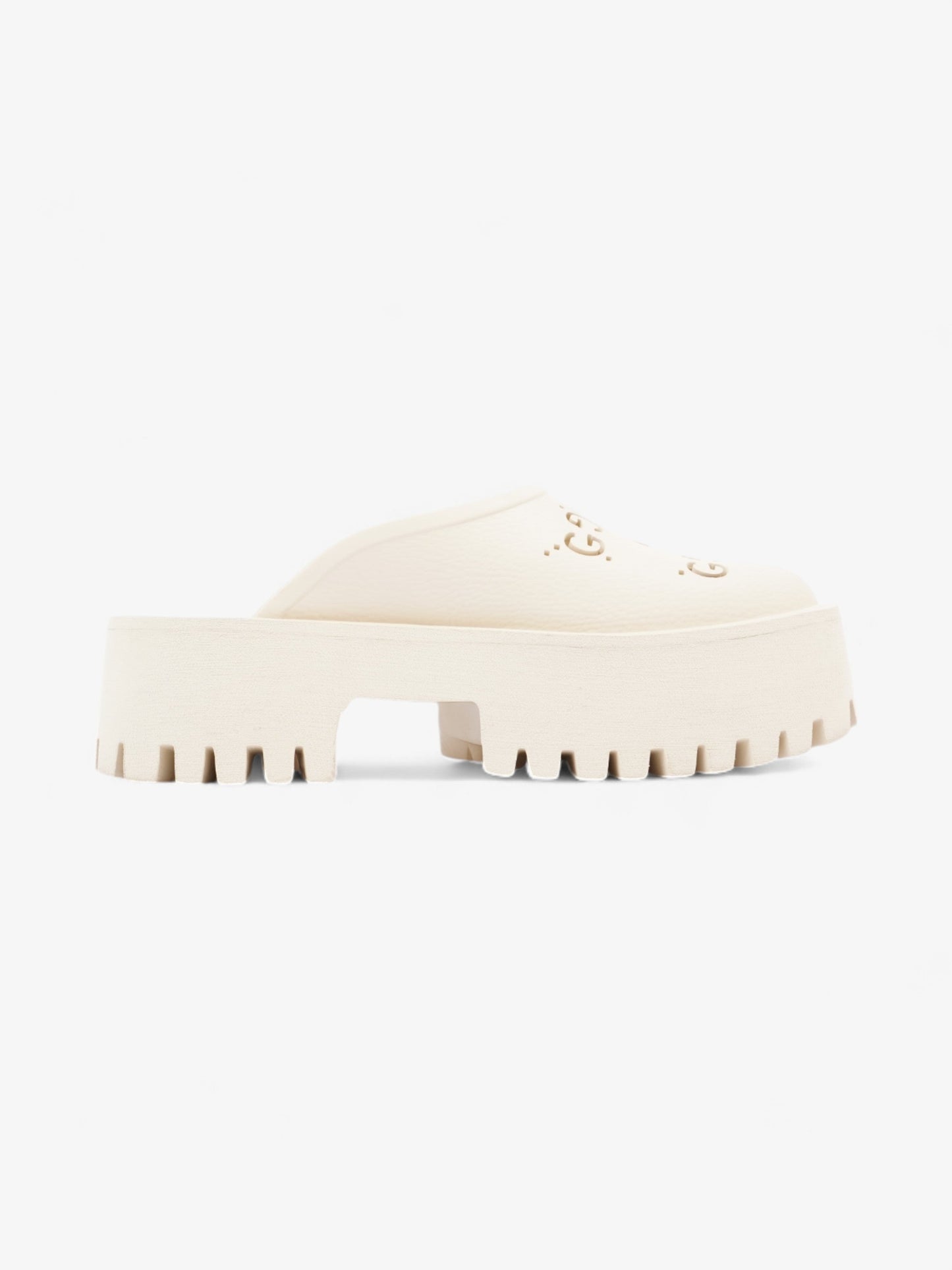 Gucci Perforated GG Platform Sandals Cream Rubber EU 37 UK 4