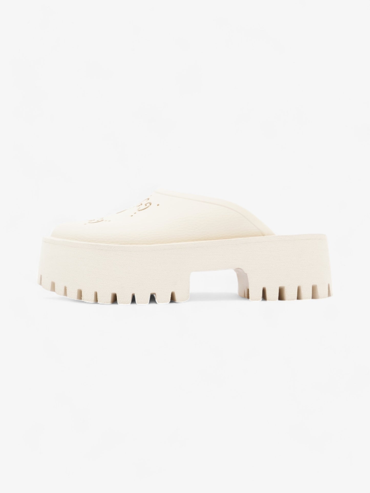 Gucci Perforated GG Platform Sandals Cream Rubber EU 37 UK 4