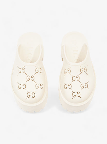 Gucci Perforated GG Platform Sandals Cream Rubber EU 37 UK 4