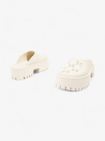 Gucci Perforated GG Platform Sandals Cream Rubber EU 37 UK 4